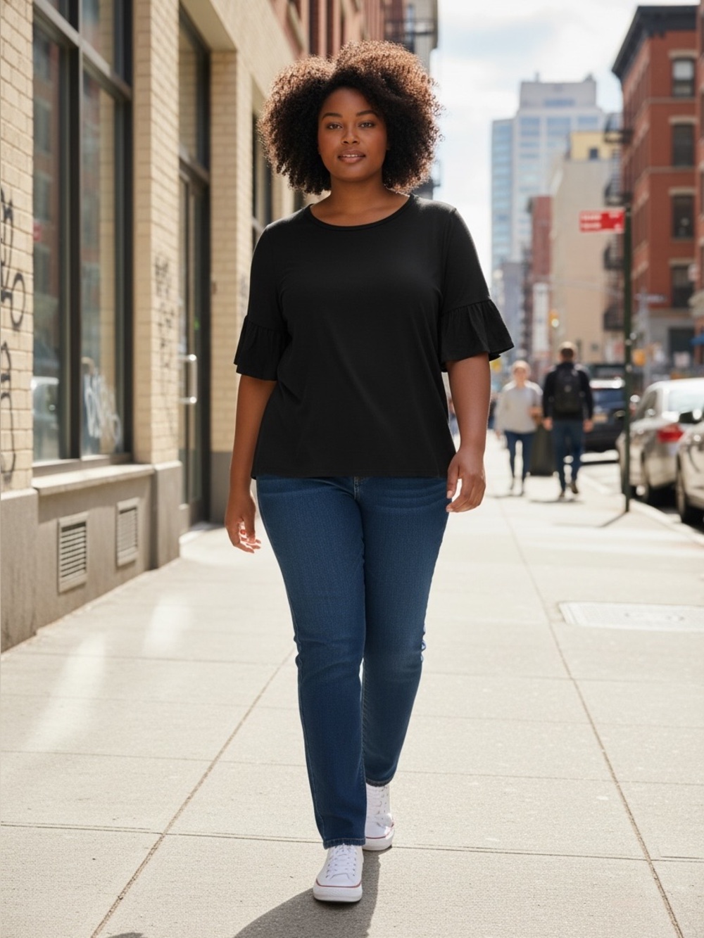 Poliana Plus Knit Short Belle-Sleeve Top